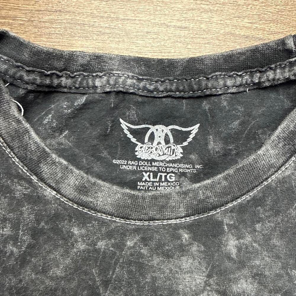 Black & Grey Acid Wash Aerosmith Boston to Budokan Japan Tour Graphic Tee - Picture 3 of 4